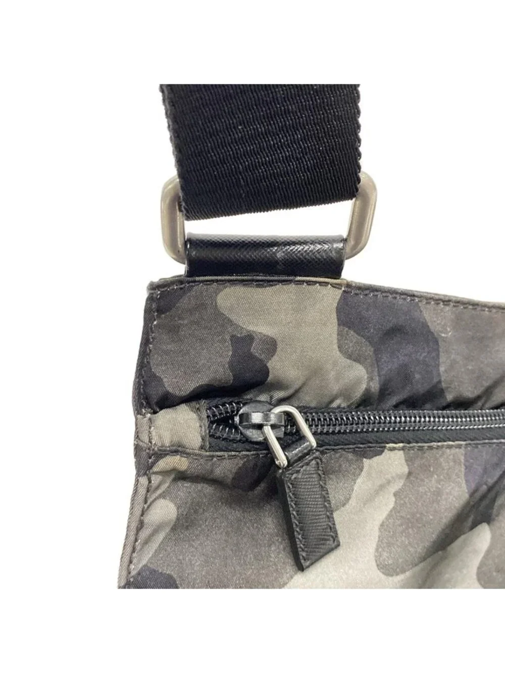 Prada Shoulder Bag Green Black Multi Camouflage Pattern Leather Tag - Picture 15 of 15